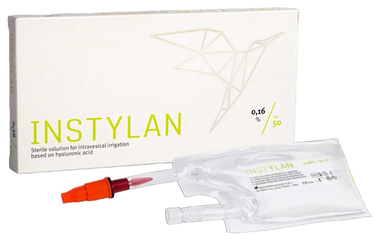 Instylan: caja y bolsa de irrigacion intravesical