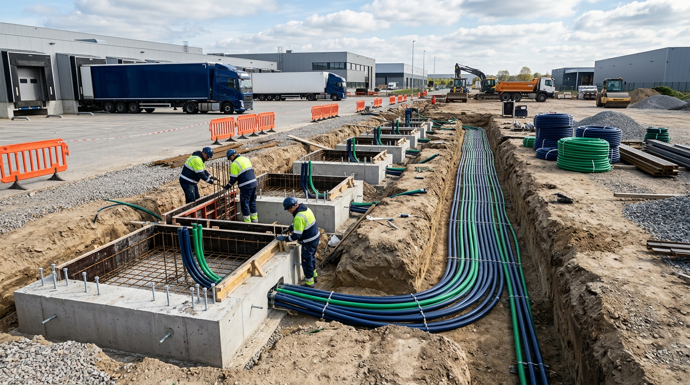 Grondwerken en kokerbanen voor laadinfrastructuur