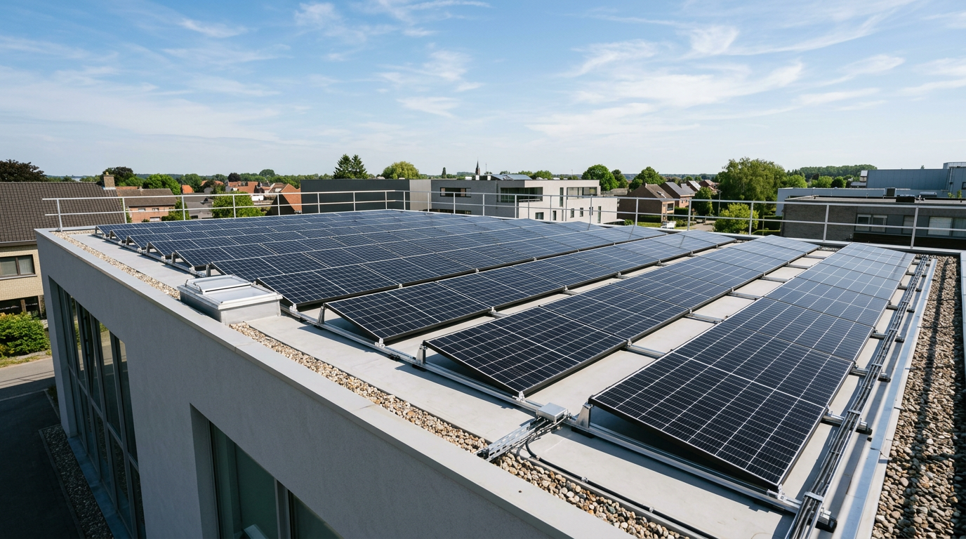Zonnepanelen op plat dak