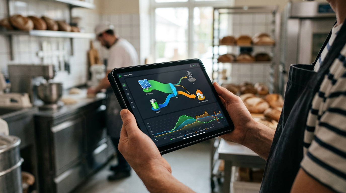EMS dashboard op tablet in bakkerij