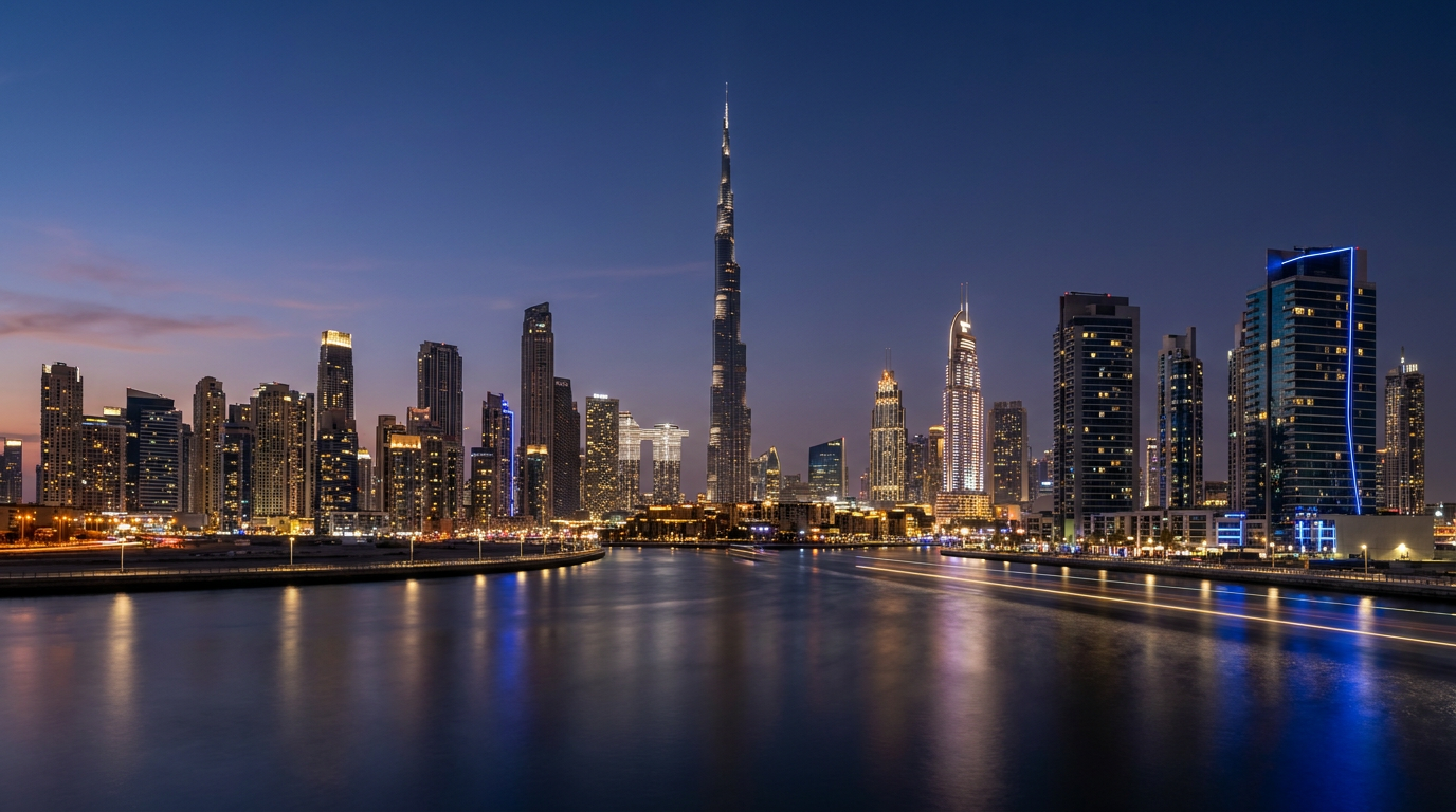 Dubai skyline at night